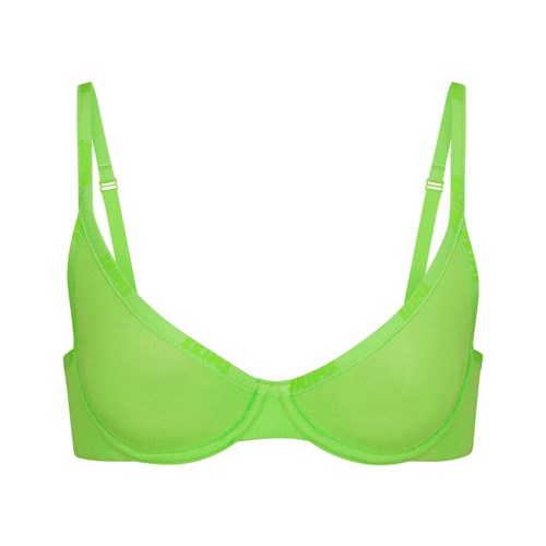SKIMS Bavlnene Logo Underwire Demi Bra Zelene | EJ8724169