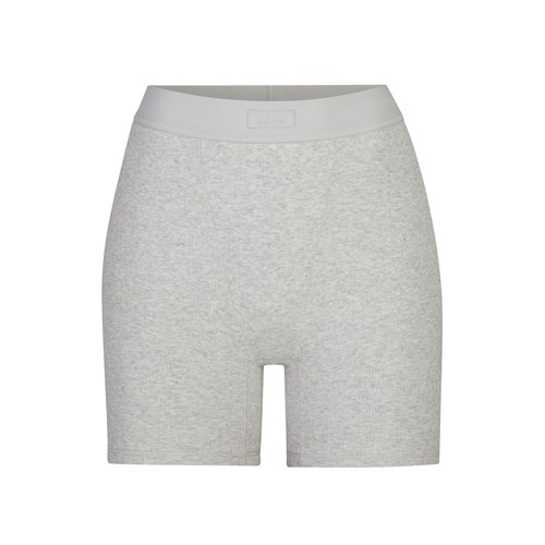 SKIMS Bavlnene Rib Boxer Svetlo Siva | QE6874253