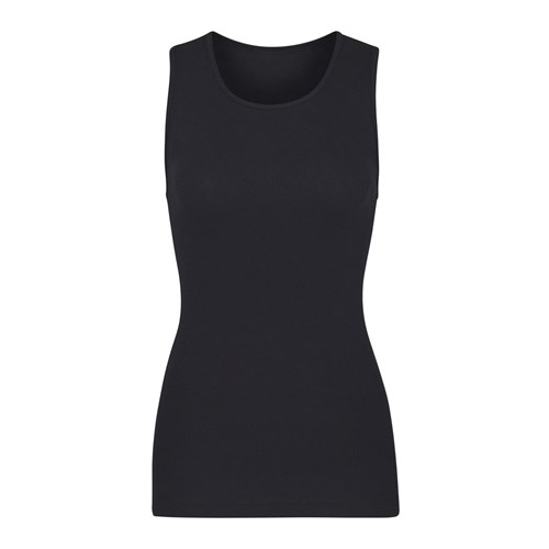 SKIMS Bavlnene Rib Long Tank Soot | IO2185649
