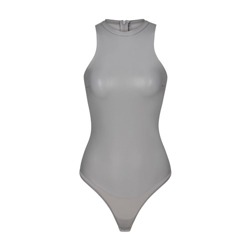 SKIMS Faux Kozene High Neck Bodysuit Carbon | EU6538749