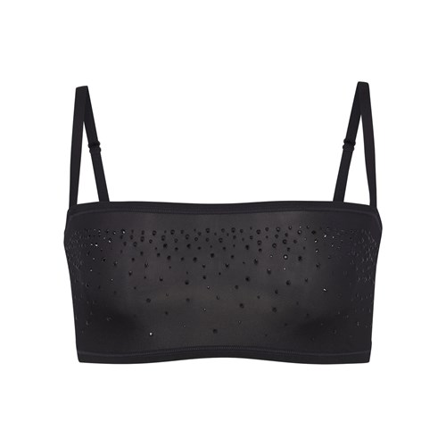SKIMS Jelly Sheer Rhinestone Rovno Neck Bralette Onyx | MQ3917568